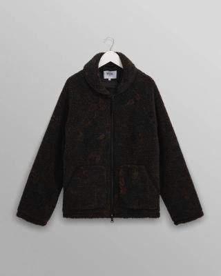  wax london Tate - Black And Brown Paisley Jacquard Fleece Jacket