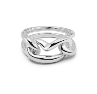 POLLY SAYER LARGE KNOT CHAIN RING-SILVER