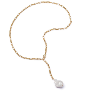 POLLY SAYER BAROQUE PEARL CHAIN NECKLACE-GOLD