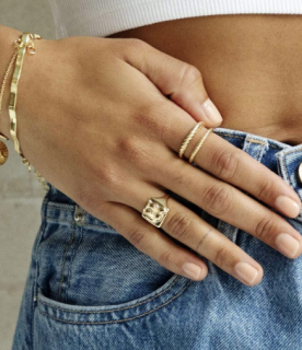 DOUBLE ROPE RING - GOLD