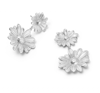 DOUBLE DAISY FLOWER PIERCE-SILVER