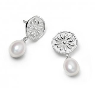 DAISY PEARL DROP PIERCE-SILVER