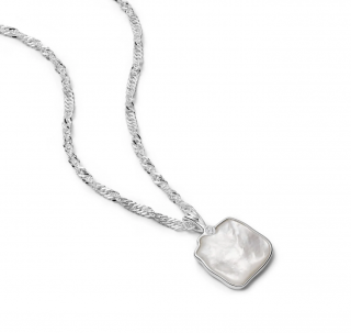 ORGANIC MOTHER OF PEARL NECKLACE-SILVER