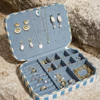 Blue Stripe Large Jewellery Case