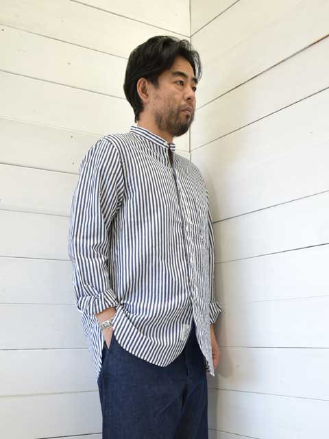 A VONTADE (アボンタージ) Banded Collar Shirts (VTD-0312-SH)ストライプシャツ
