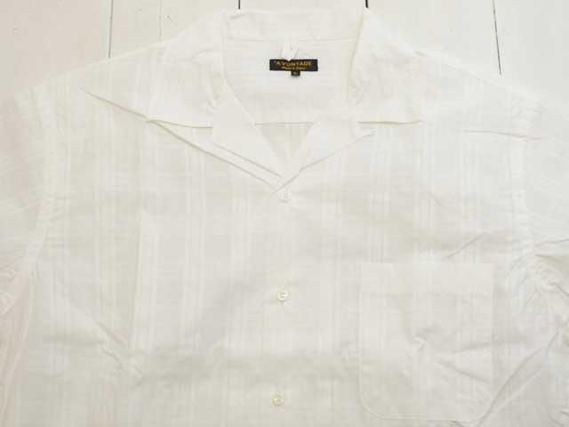 A VONTADE (ܥ󥿡)<br> Open Collar Shirts S/S -WHITE DOBBY- (VTD-0383-SH) ץ󥫥顼