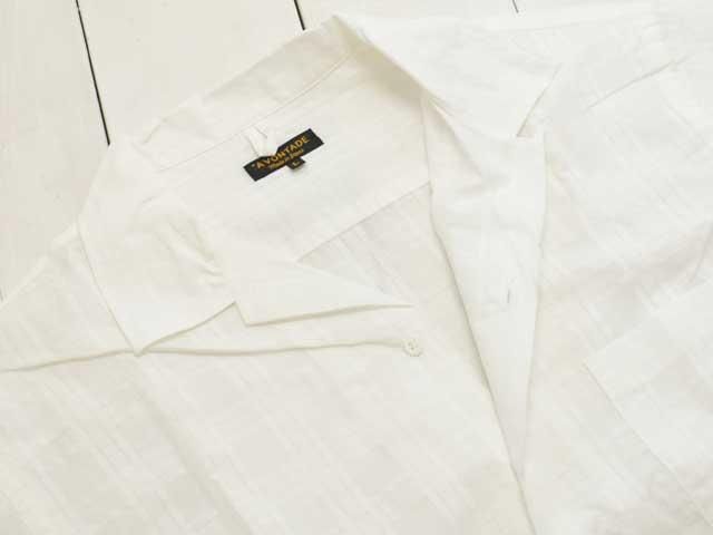 A VONTADE (ܥ󥿡)<br> Open Collar Shirts S/S -WHITE DOBBY- (VTD-0383-SH) ץ󥫥顼