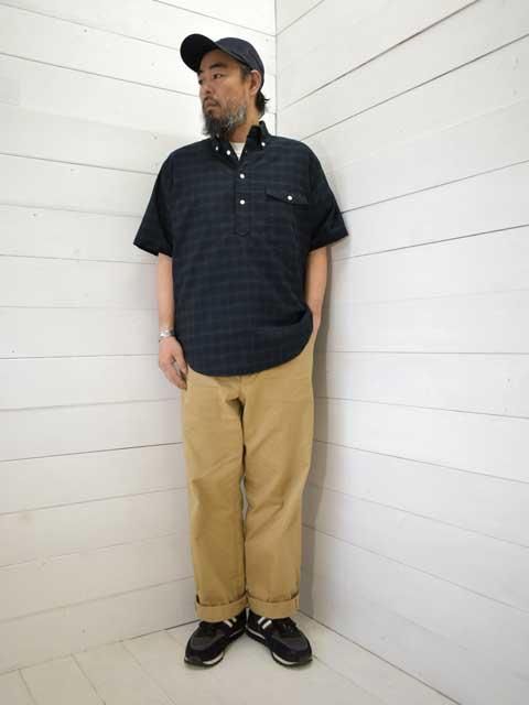 MANUAL ALPHABET (マニュアルアルファベット) <br>OX CHECK PULL OVER S/S BD SHT -BLACK WATCH-(MA-S-793)半袖シャツ