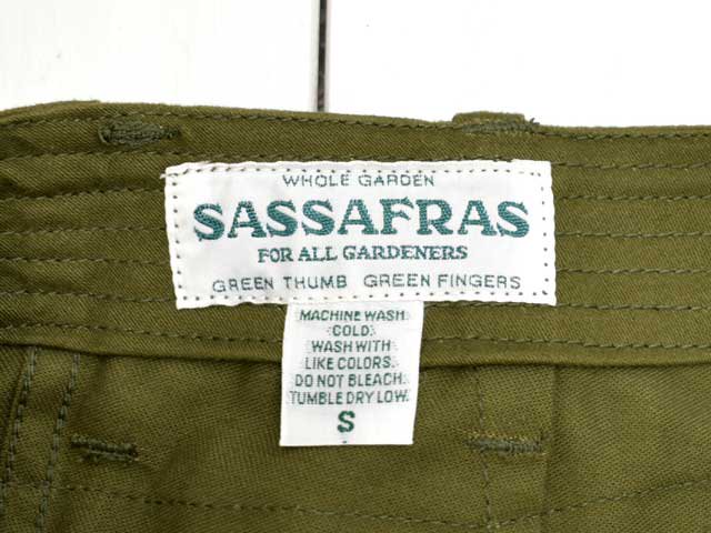 SASSAFRAS(ե饹)<br> OVERGROWN HIKER PANTS -WORK SATIN OLIVE- (SF-232072)