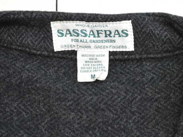 SASSAFRAS (ե饹)<br>DIGS CREW CARDE JACKET -HERRINGBONE BLANKETCHARCOAL- (SF-242158)