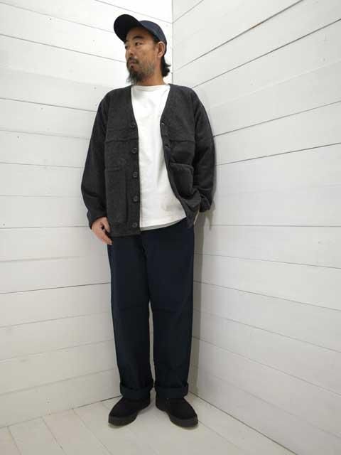 SASSAFRAS (ササフラス)<br>DIGS CREW CARDE JACKET -HERRINGBONE BLANKETCHARCOAL- (SF-242158)