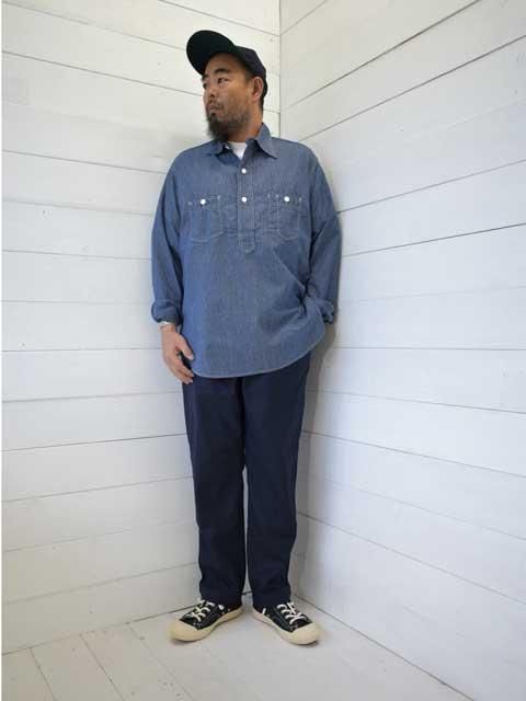 POST OVERALLS (ݥȥС륺)<br> No.2 Shirt -indigo check 2- 