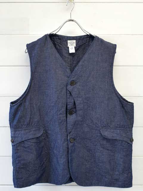 POST OVERALLS (ポストオーバーオールズ) Royal Traveler cotton/linen denim indigo  ロイヤルトラベラー 1512-CLI ベスト | MARBLE 通販 【正規取扱店】