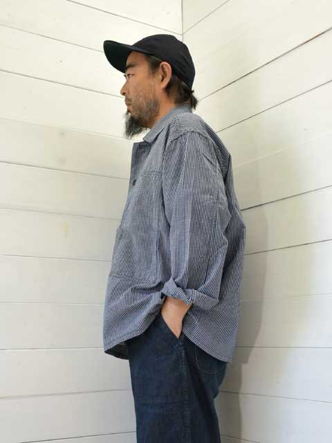 POST OVERALLS (ݥȥС륺)<br> ARMY Shirt -indigo check indigo-