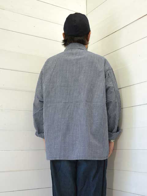 POST OVERALLS (ݥȥС륺)<br> ARMY Shirt -indigo check indigo-