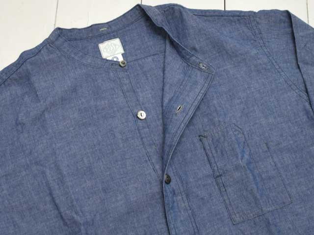 POST OVERALLS (ݥȥС륺)<br> Band Collar Shirt -classic chambray indigo- 