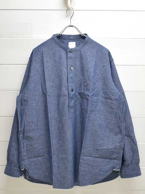 POST OVERALLS (ݥȥС륺)<br> Band Collar Shirt -classic chambray indigo- 