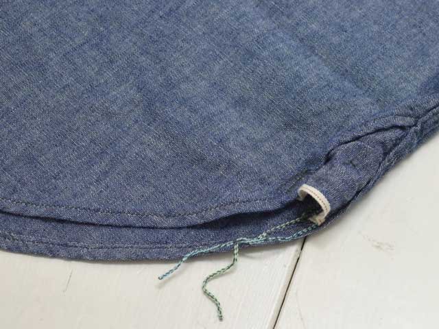 POST OVERALLS (ݥȥС륺)<br> Band Collar Shirt -classic chambray indigo- 