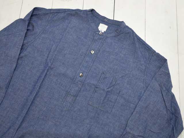 POST OVERALLS (ݥȥС륺)<br> Band Collar Shirt -classic chambray indigo- 