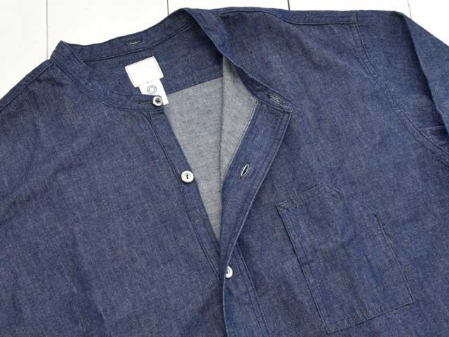 POST OVERALLS (ݥȥС륺)<br> Band Collar Shirt -light denim indigo-