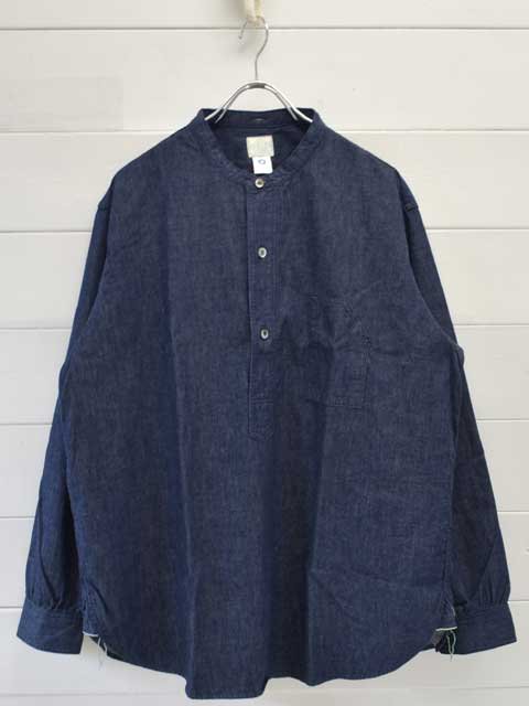 POST OVERALLS (ݥȥС륺)<br> Band Collar Shirt -light denim indigo-