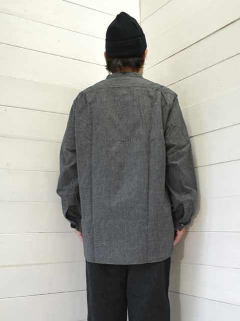 POST OVERALLS (ݥȥС륺)<br> Band Collar Shirt -grey covert salt & pepper-