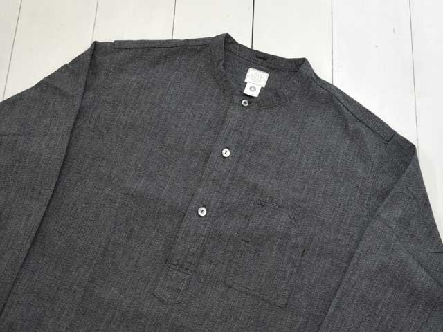 POST OVERALLS (ݥȥС륺)<br> Band Collar Shirt -grey covert salt & pepper-