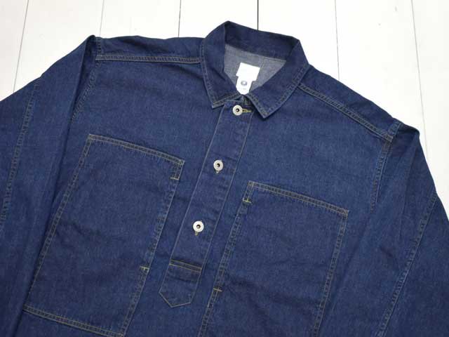 POST OVERALLS (ݥȥС륺)<br> ARMY Shirt -blue denim w/OD-yellow stitch indigo-