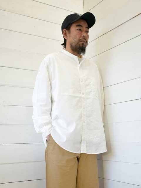 POST OVERALLS (ݥȥС륺)<br> Band Collar Shirt MV -classic chambray white- 