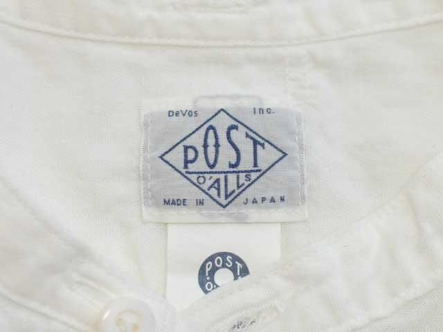 POST OVERALLS (ݥȥС륺)<br> Band Collar Shirt MV -classic chambray white- 