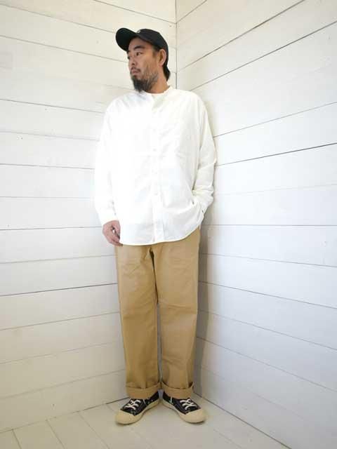 POST OVERALLS (ݥȥС륺)<br> Band Collar Shirt MV -classic chambray white- 