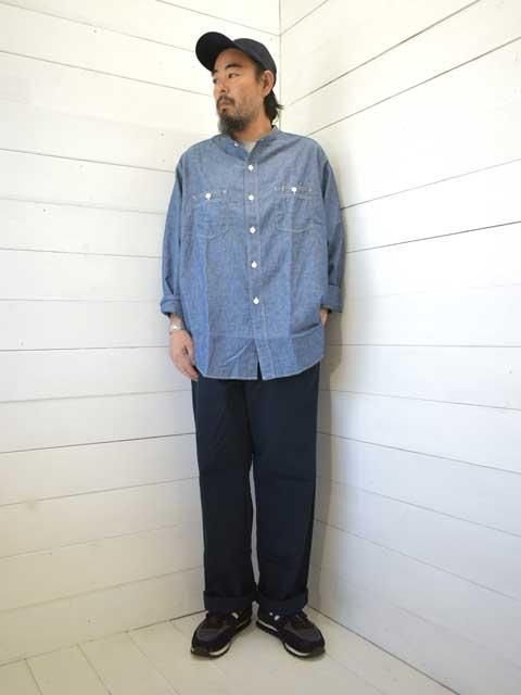 POST OVERALLS (ポストオーバーオールズ)<br> St.Louis-Band -chambray indigo- ワークシャツ
