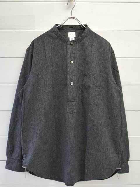 POST OVERALLS (ポストオーバーオールズ) Band Collar Shirt -grey covert salt & pepper-  1203-GC ワークシャツ | MARBLE 通販 【正規取扱店】