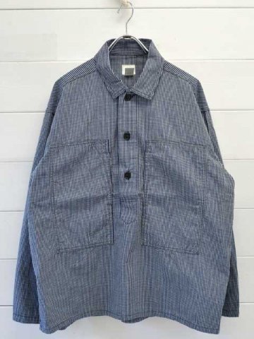 POST OVERALLS (ݥȥС륺)<br> ARMY Shirt -indigo check indigo-