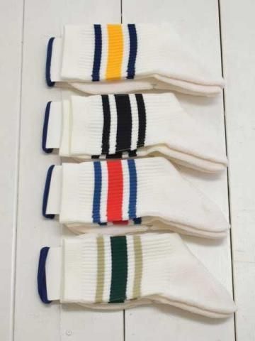 ROTOTO(ȥ) <br>WASHI CUSHION STRIPE CREW SOCKS  (R1534)