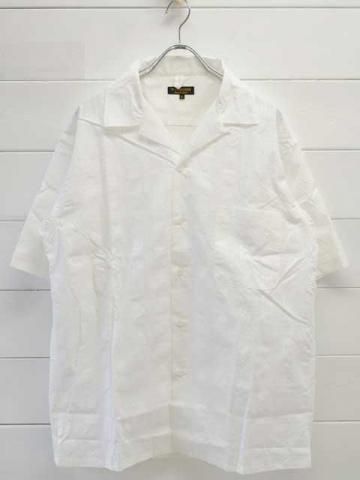 A VONTADE (ܥ󥿡)<br> Open Collar Shirts S/S -WHITE DOBBY- (VTD-0383-SH)