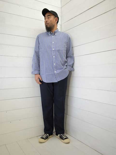 MANUAL ALPHABET 100/2 GINGHAM BD SHT -Bulging fit NAVY- BASIC-BG