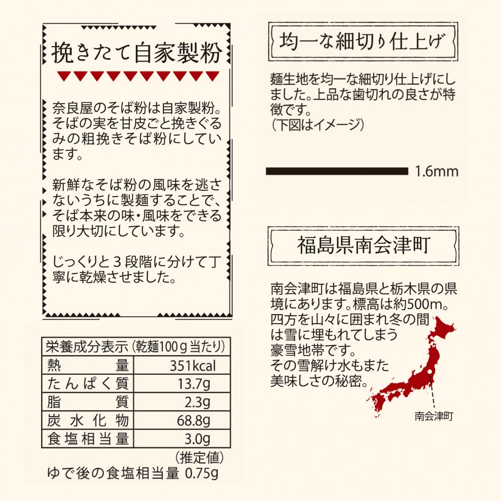 天領よもぎそば2束袋入（細） - 奥会津 奈良屋