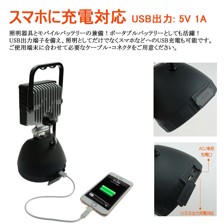 グッドグッズ(GOODGOODS) LED 作業灯 15W 1650LM 充電式ライト バッテリーライト コードレス 磁石付 ワークライト 夜間工事  倉庫 メンテナンス 作業 一年保証 YC-5B