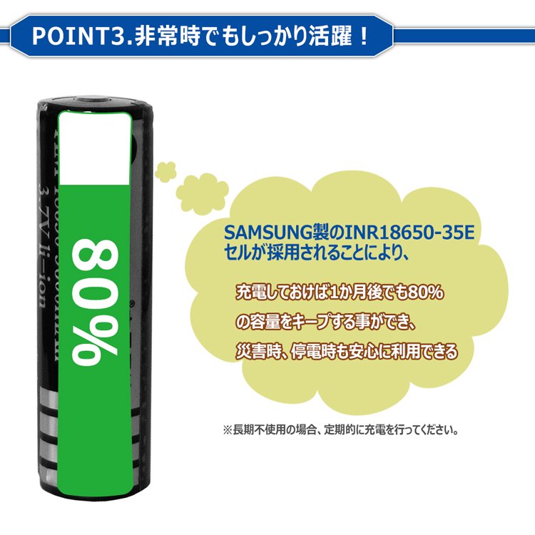 グッドグッズ(GOODGOODS) リチウムイオン充電池 18650充電池 多重保護回路 3600mAh 3.7V SAMSUNGセル 二次電池  高性能 サムスン製セル LDC-651A