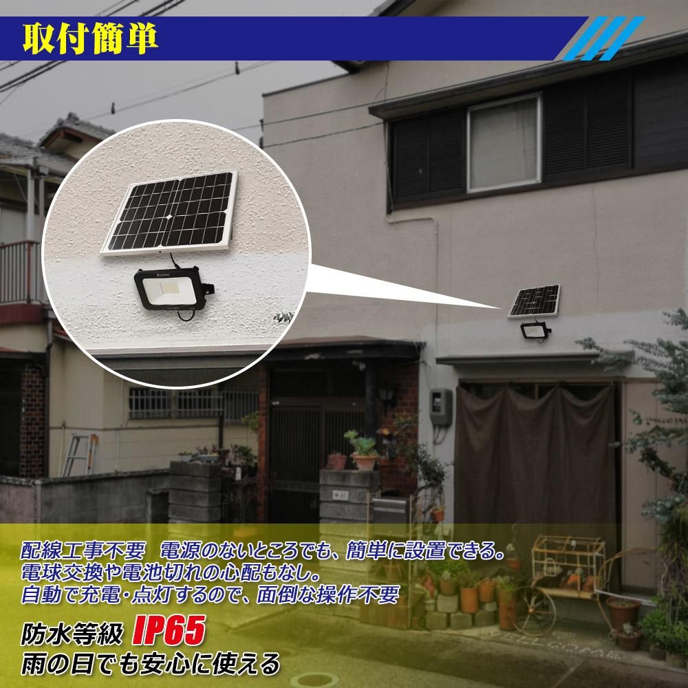 グッドグッズ 2個セット ソーラー投光器 30W LED投光器 昼光色 電球色 ソーラーライト 屋外 明るい 玄関灯 駐車場 車庫 常夜灯 ソーラー充電 防災 停電 TYH-30WA - 8