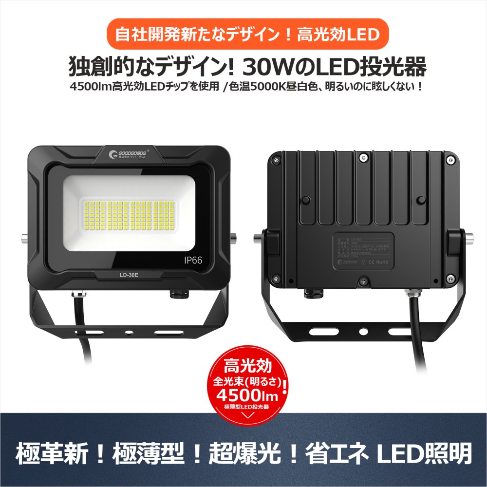 GOODGOODS Lights LED ライト 照明 交流 30W 3000LM 倉庫 昼白色 看板