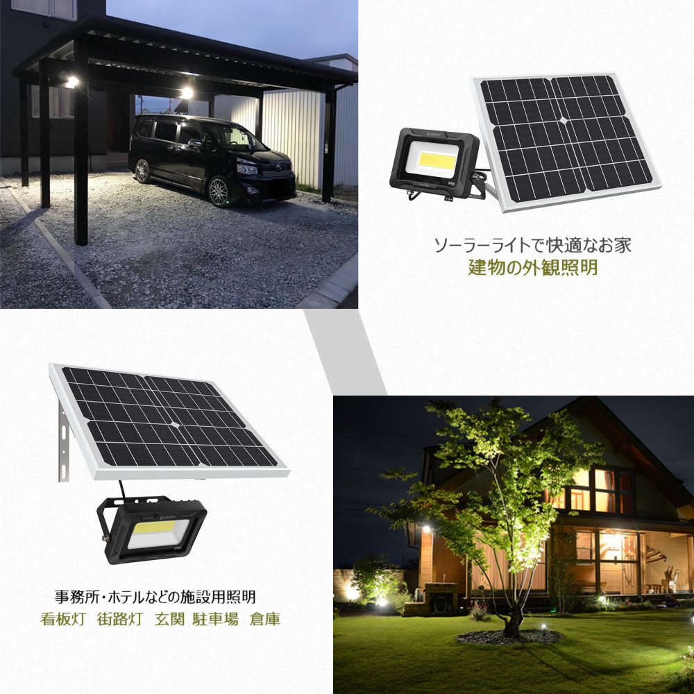 グッドグッズ(GOODGOODS)40W LED ソーラーライト3500lm 昼光色 6500K 明暗センサー 防犯 玄関 明暗センサー  TYH-40WG