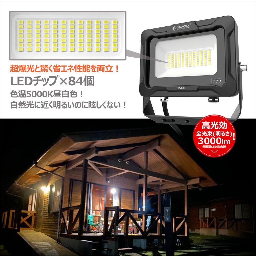 2LSET-26K002A LED投光器 照明 三脚ライト 家庭電源式 20W*2台 LED