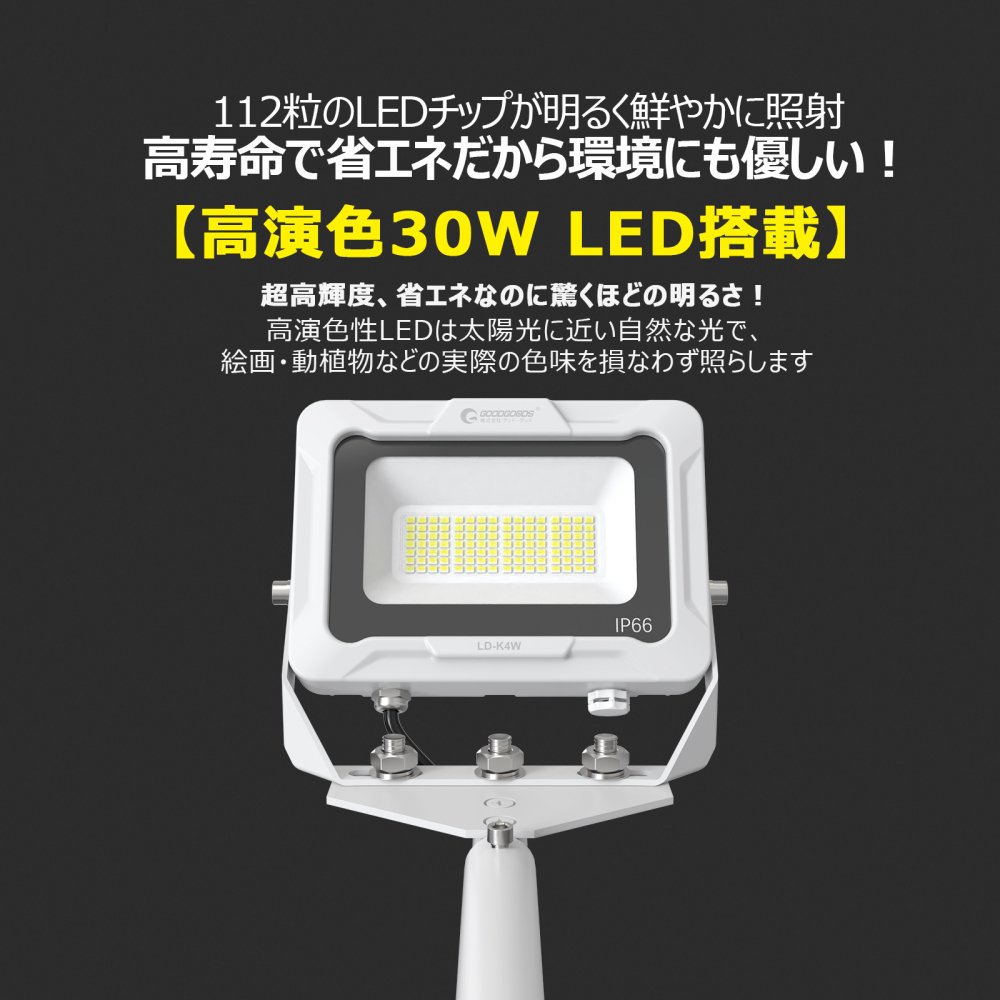 LD-K4W 30W LED一体型アームライト 60CMタイプ 3150LM 看板灯 屋外 スポットライト 高演色性 壁取付 防水 選べる2色  ホワイト 黒