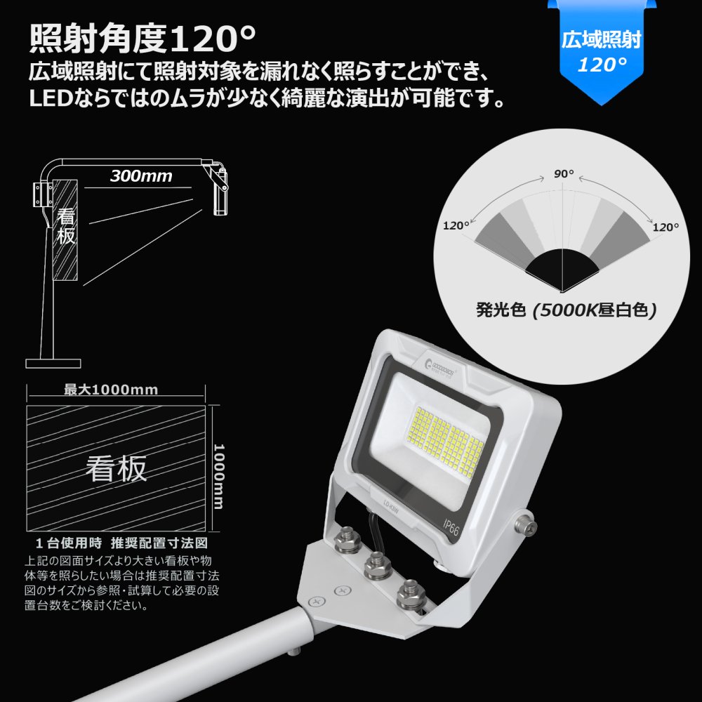 グッドグッズ(GOODGOODS) 一体型 LEDアームライト 20W 看板照明 昼白色 店舗照明 2100LM 高演色性 LD-K8W