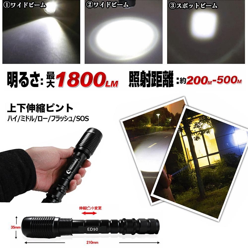 グッド グッズ Goodgoods Led 懐中電灯 5モード ズーム機能 ハンディライト 1800lm 充電式 アウトドア 電池 キャンプ 登山 散歩 通勤 防災 一年保証 Ed90 グッド グッズ Goodgoods Led 懐中電灯 5モード ズーム機能 ハンディライト 1800lm 充電式 アウトドア 電池 キャンプ 登山 散歩 通勤 防災 一年保証 Ed90