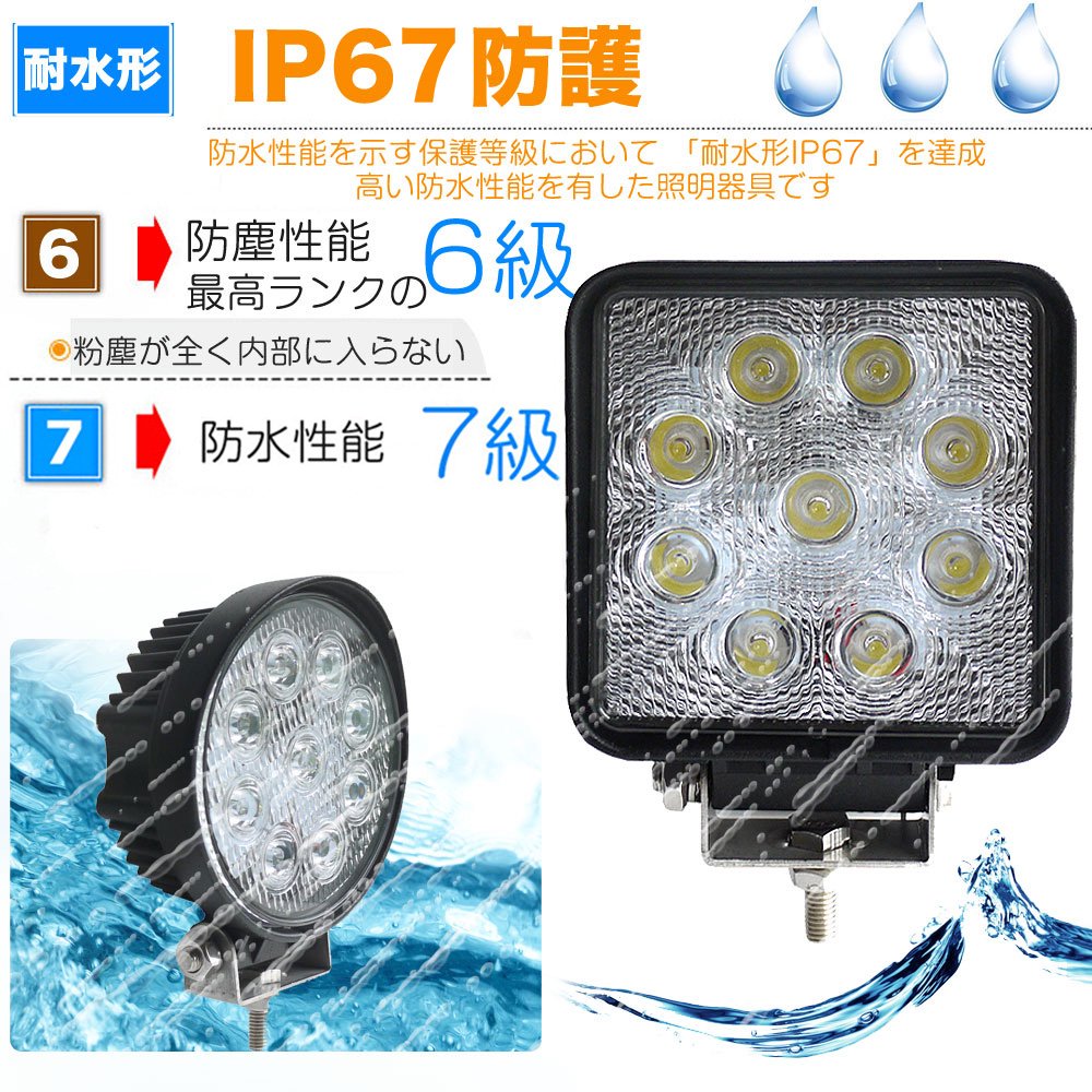 195円 (税込) スポットタイプ 9灯 27W 集光型LED 作業用 ライト12V-24V適応
