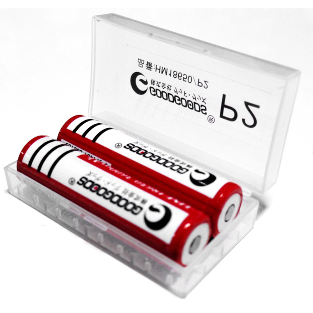 グッドグッズ(GOODGOODS) 2本セット リチウムイオン充電池 18650充電池 過充電保護回路付き CEu0026PSE認証 3600mAh 3.7V  専用電池ケース付き LDC-362A