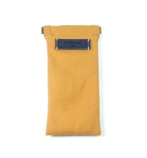 COTTON CANVAS  SOFT EYEWEAR CASE  / Ocher & Navy Leatherξʲ